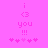 Pixelated pink icon with vertical text 'i <3 you !!!' and five pink hearts at the bottom on a solid pink background.