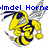 Pixelated yellow and blue bee-like creature with gray wings, two versions with different text above it.