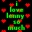 Green pixelated text 'i love lenny so much' repeats across a black background with scattered red heart symbols.