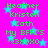 Bright pink background with cyan stars and green text listing names and phrases in a repeating pattern.
