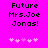Pixelated text 'Future Mrs. Joe Jonas!' on bright pink background with five light pink hearts below, two versions show heart animation.