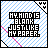Pixelated text on a blue and white striped background with pink diagonal lines, showing variations in color intensity