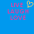 Blue background with pink text reading LIVE LAUGH LOVE and a yellow pixelated heart symbol above the word LOVE.