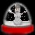 Pixelated snowman icon with gray dome, black circular eyes and mouth, white body, orange nose, red base on dark background.