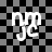White stylized text 'nyc' on a black-and-white checkered background with one section of solid gray.