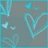 Pixelated cyan and gray icon with abstract curved lines, small heart shapes, and scattered dots on a muted background.