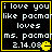 Four identical pixel-art with black backgrounds, yellow borders, and white text reading "i love you like pacmar loves ms. pacmar 2.14.08" with a yellow Pac-Man icon