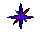 Four pixelated starburst icons with varying color schemes and central brightness levels on a gray background.
