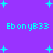 Purple background with cyan pixelated text 'EbonyB33' repeated four times and scattered cyan star shapes.