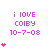 Pixelated pink text and hearts on white background with gray corner, showing animation progression of heart count increase.