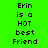 Green background displays pixelated text 'Erin is a HOT best Friend' with yellow highlight changes across frames.