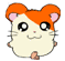nine cartoon hamster icons with orange and white fur, pink ears, black eyes, and small whiskers on a gray background