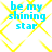 Blue text 'be my shining star' on white background with yellow diamond lattice pattern.
