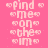 Pixelated text 'find me on the im' repeated vertically with alternating light pink and peach horizontal bars on a solid pink background.