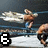 Animated sequence showing two wrestlers in a ring with one wrestler performing a move on another, accompanied by large white numbers.
