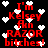 Red pixelated text on black background with white hearts, displaying 'I'm Kelsey Ann RAZOR bitches!' repeated in two