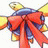 A 48x48 pixel animated buddy icon featuring a character with yellow limbs and blue hair tied in a large red bow, alongside a black background with white text reading "Anime IM" and "cOw".