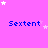 identical blue 'Sextent' text elements on a pink background with scattered white stars, partially cropped on the right