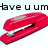 Red stapler with silver metal components appears in four ; text fragments change across the sequence