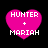 Four identical pink heart-shaped icons with white text reading HUNTER + MARIAH on a black background.
