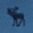 Pixelated dark blue silhouette of a quadruped animal on a lighter blue pixelated background with scattered darker pixels.