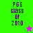 A split-screen animation shows four with 'PGS class OF 2010' text; the top-left has a green background and pink star, while the bottom-left has a purple background and green star