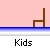 Pixelated character in yellow shirt and white head sits at brown chair, with speech bubbles showing 'Darn' or 'Kids', against pink background with blue horizontal line.