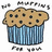 Pixelated image of a muffin with chocolate chips in a blue striped paper liner, surrounded by scattered pixel clusters.