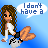 A 4-frame pixel art animation of a cartoon mermaid character with long brown hair, white top, black shorts, and orange tail fins against a blue background, each frame showing different speech bubble text.