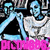 Pixelated static image with blue and white figures, black triangular shape, pink text area at bottom.