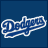 Two side-by-side pixelated images of the Los Angeles Dodgers logo, one on dark blue background and one on white background.