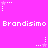 Pixelated pink background with white text repeating 'Brandisimo' and small star-shaped icons in various positions.