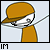 A 4x3 contact sheet of a pixelated animated icon showing a stick figure with an orange cap and shirt holding a thin object, displayed across 12 frames with text labels beneath each frame.
