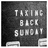 A 48x48 pixel animated buddy icon featuring the text "TAKING BACK SUNSET" in blocky white letters on a dark background, with a heart symbol appearing in the second frame.