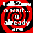 Four identical red and black spiral-patterned icons with white text reading 'talk2me o wait... u already are' arranged in a