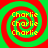 Four identical spiral patterns with red and green concentric rings, each containing three stacked yellow 'Charlie' texts on a solid green background.
