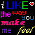 A 50x50 pixel animated buddy icon featuring repeated text and heart symbols in bright colors on a black background, arranged in a contact sheet of four frames showing identical content.