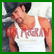 Two side-by-side frames of a pixelated animated buddy icon showing a man in different poses and outfits, one wearing a white tank top with red text and the other in a black jacket and hat against a bright background.