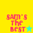 Four display 'SAM'S THE BEST' text with star symbols on colored backgrounds; top-left yellow, bottom-left cyan, right-side green