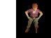Animated sequence of a character in a pink shirt and khaki pants performing a repetitive motion against a black background.