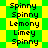 Pixelated text labels 'Spinnny', 'Lemony', and 'Limy' appear on alternating green-yellow backgrounds with distinct patterns.