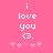 Pixelated text 'i love you <3.' on pink background with five small hearts below, two versions differ in heart color intensity.