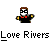 Pixelated character with brown hair, black mask-like face, red bow tie, and yellow accents on sleeves against gray background.