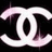 Pixelated white stylized text on black background with pinkish highlights, appearing as a logo or emblem.