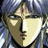 Pixelated anime-style character with silver hair and a red forehead mark, next to stylized text on a black background.