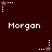 Dark red background with white pixelated text 'Morgan' repeated in two , surrounded by small star and dot patterns that alternate between solid and dotted states