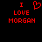 Red pixelated text and heart symbol on black background, with two versions showing different heart symbols.