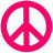 Three identical pink peace symbols arranged in a with the bottom-right empty, all on white background