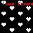 Black background with white pixelated hearts and red text repeating 'love Conne' in two horizontal