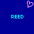 Pixelated pink heart symbol above two cyan 'REED' text blocks on solid blue background.